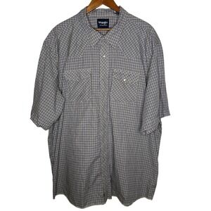 Wrangler Western plaid Pearl Snap Short Sleeve Shirt‎ Sz 3XT